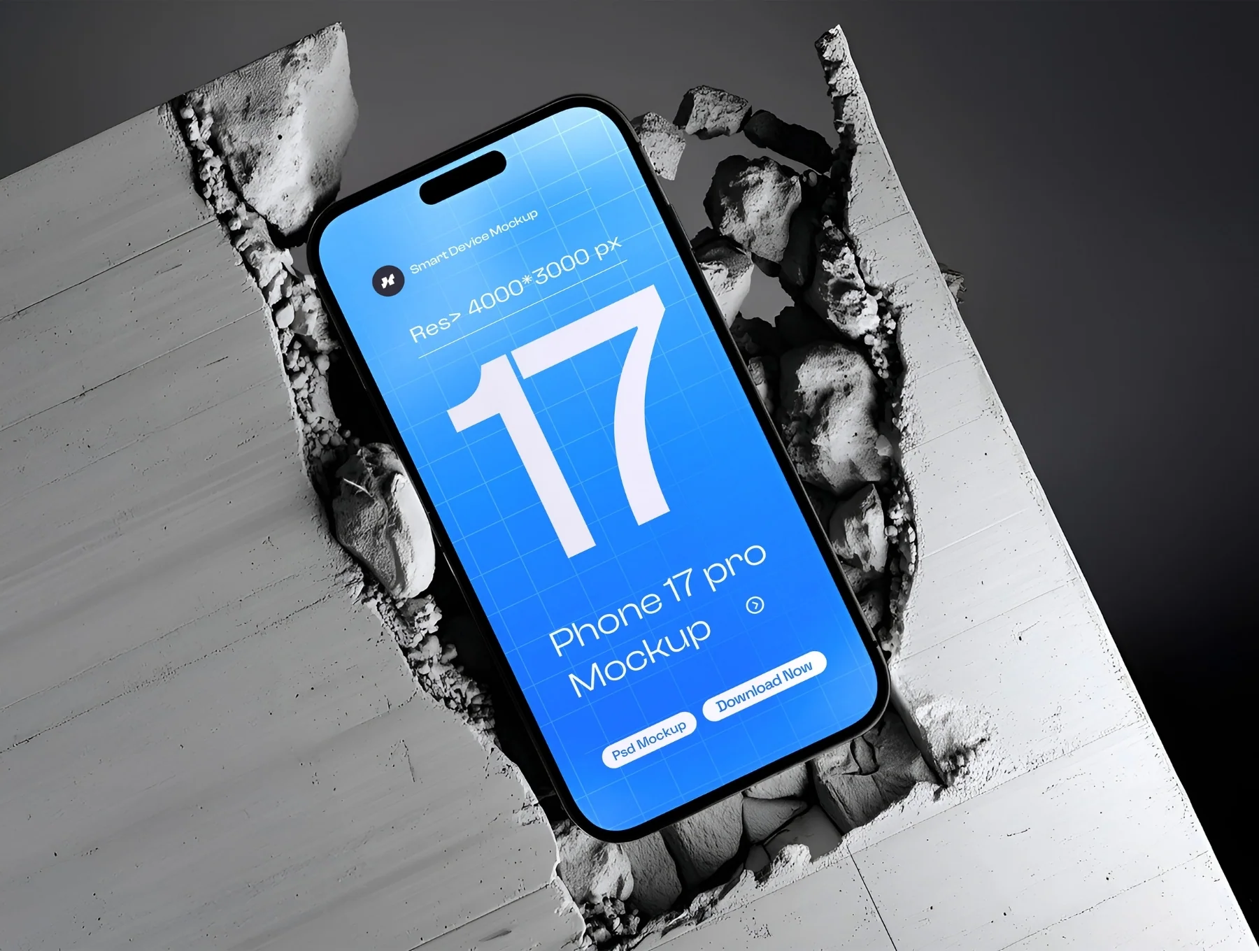 iPhone 17 Pro Mockup Set on White Concrete - 06 Scene 6