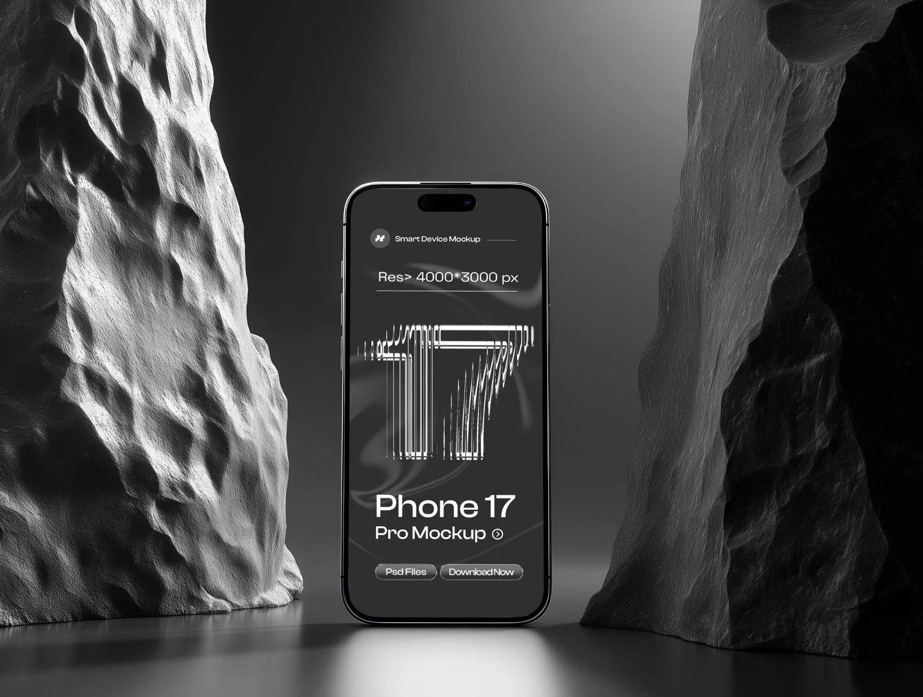 iPhone 17 Pro on Black Background Mockup Set - 06 Scene 3