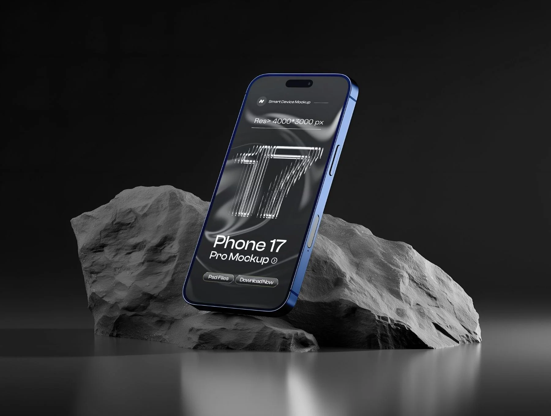 iPhone 17 Pro on Black Background Mockup Set - 06 Scene 4