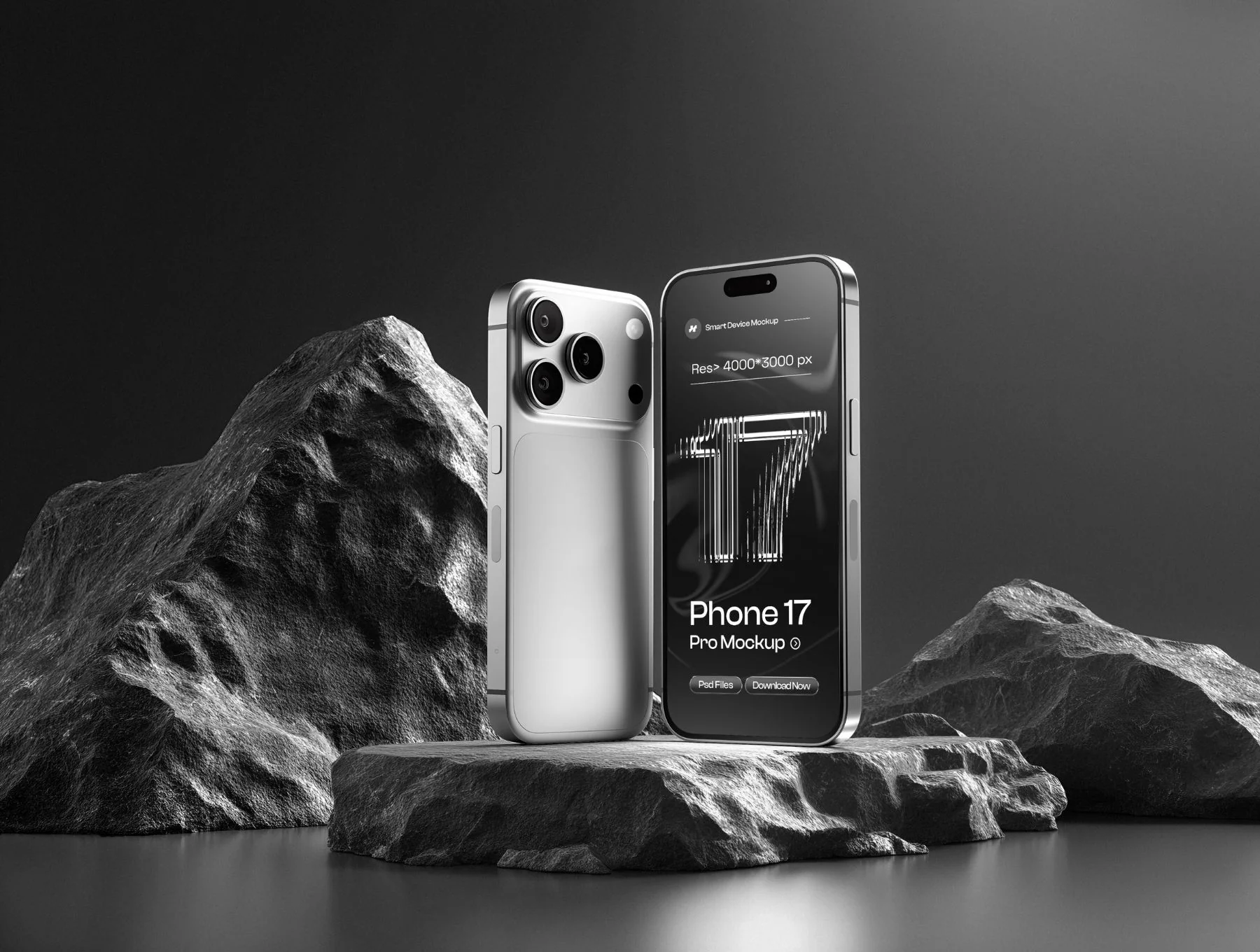 iPhone 17 Pro on Black Background Mockup Set - 06 Scene 5