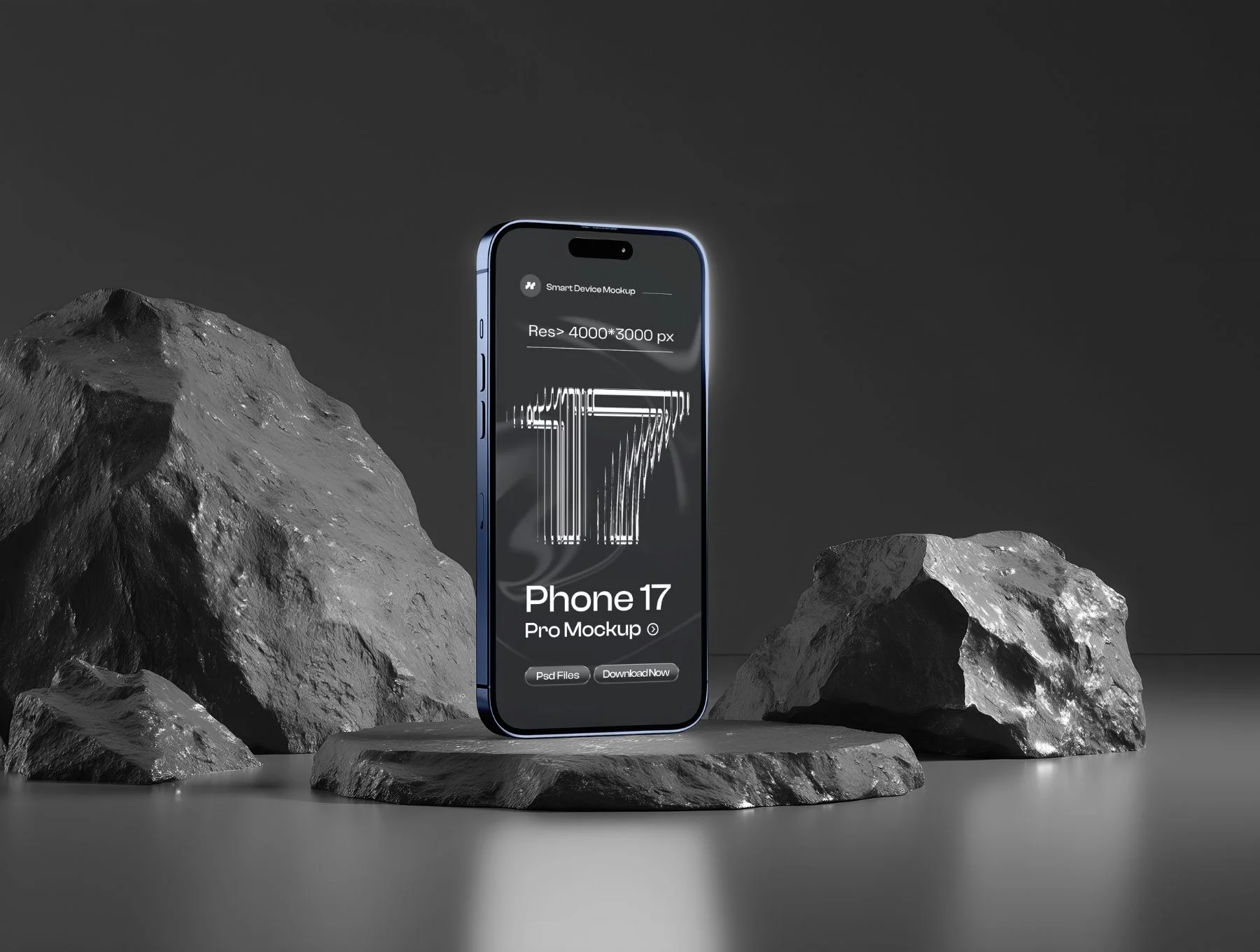 iPhone 17 Pro on Black Background Mockup Set - 06 Scene 6