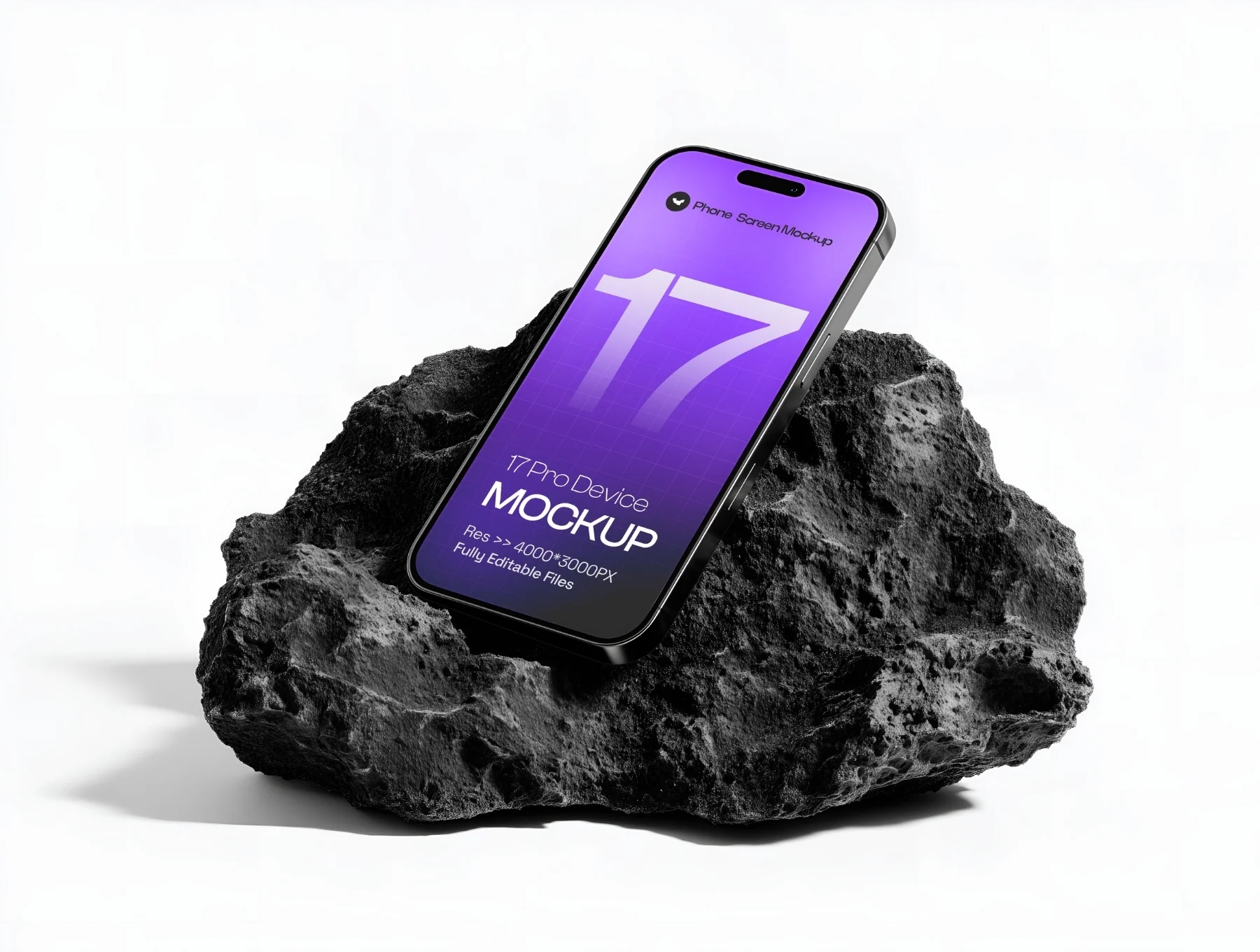 iPhone 17 Pro on Dark Rock Mockup Set - 06 Scene 2