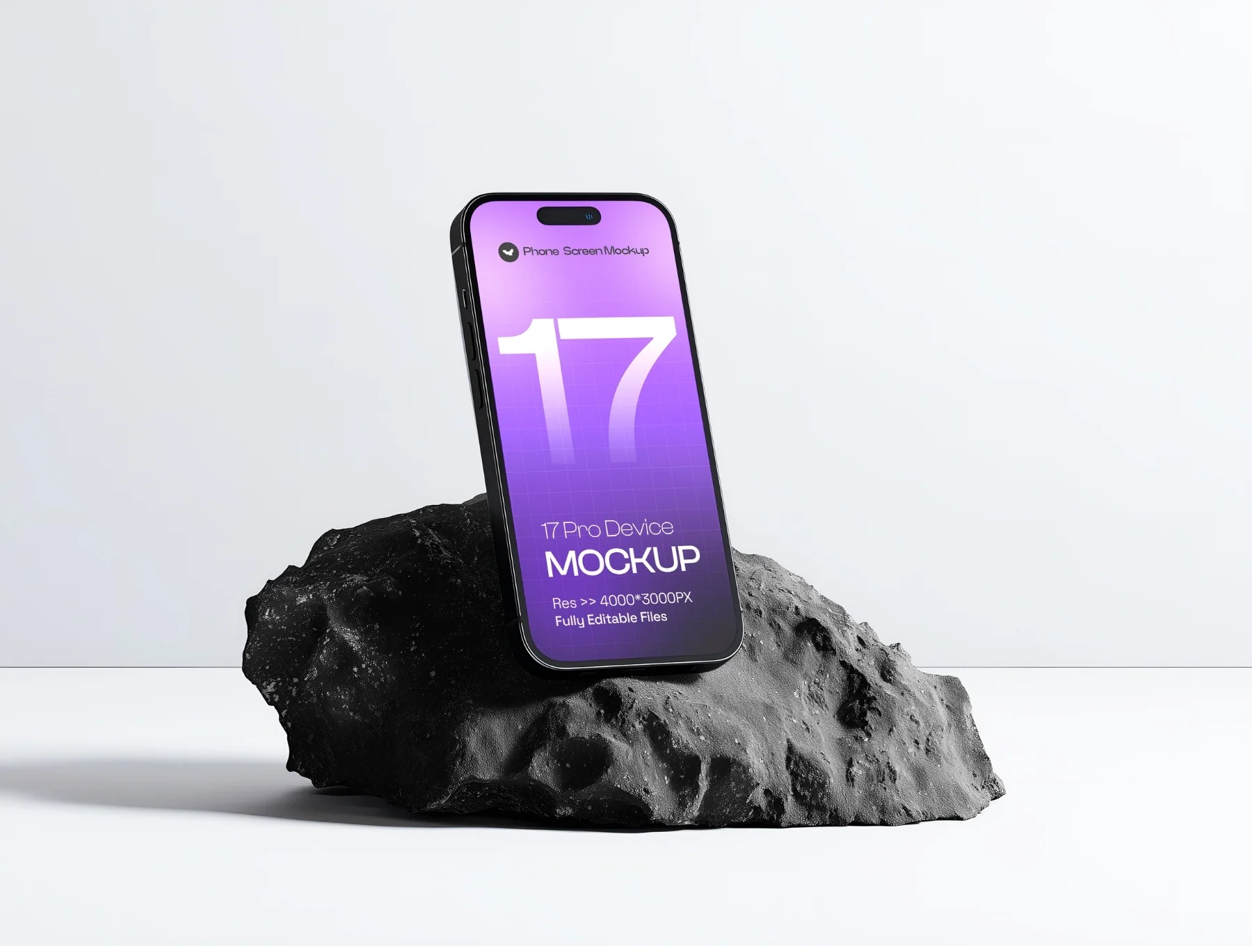 iPhone 17 Pro on Dark Rock Mockup Set - 06 Scene 4