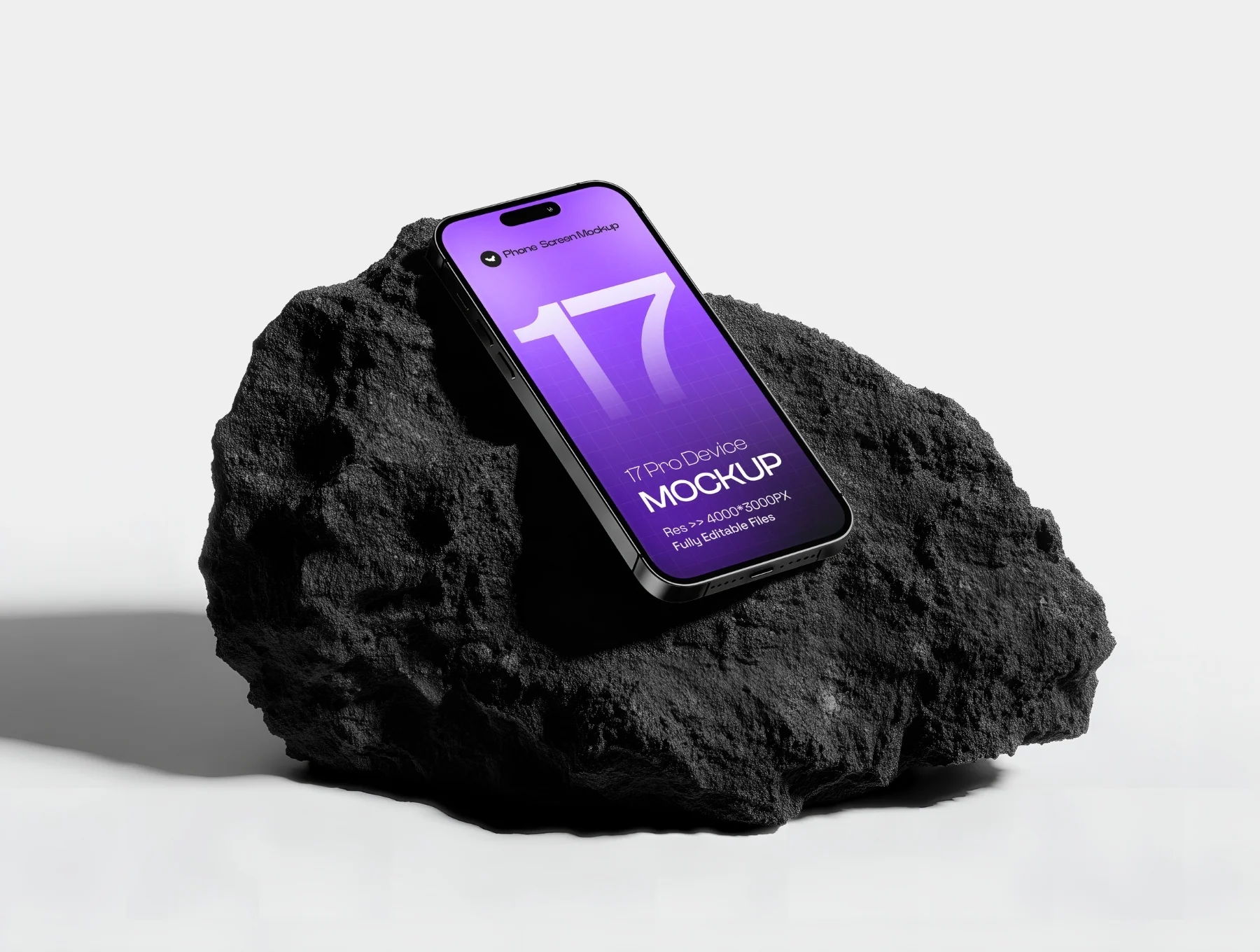 iPhone 17 Pro on Dark Rock Mockup Set - 06 Scene 5