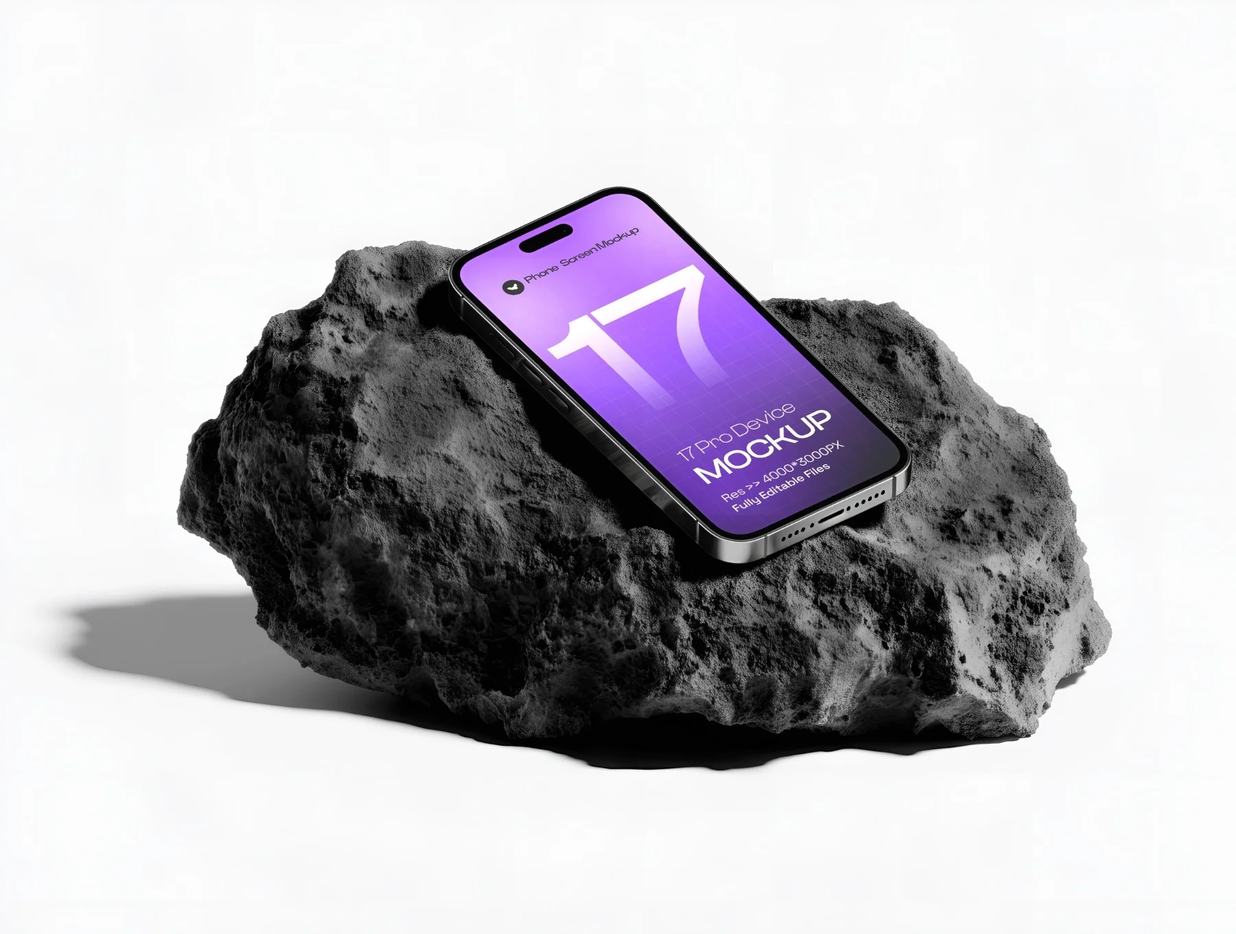 iPhone 17 Pro on Dark Rock Mockup Set - 06 Scene 6