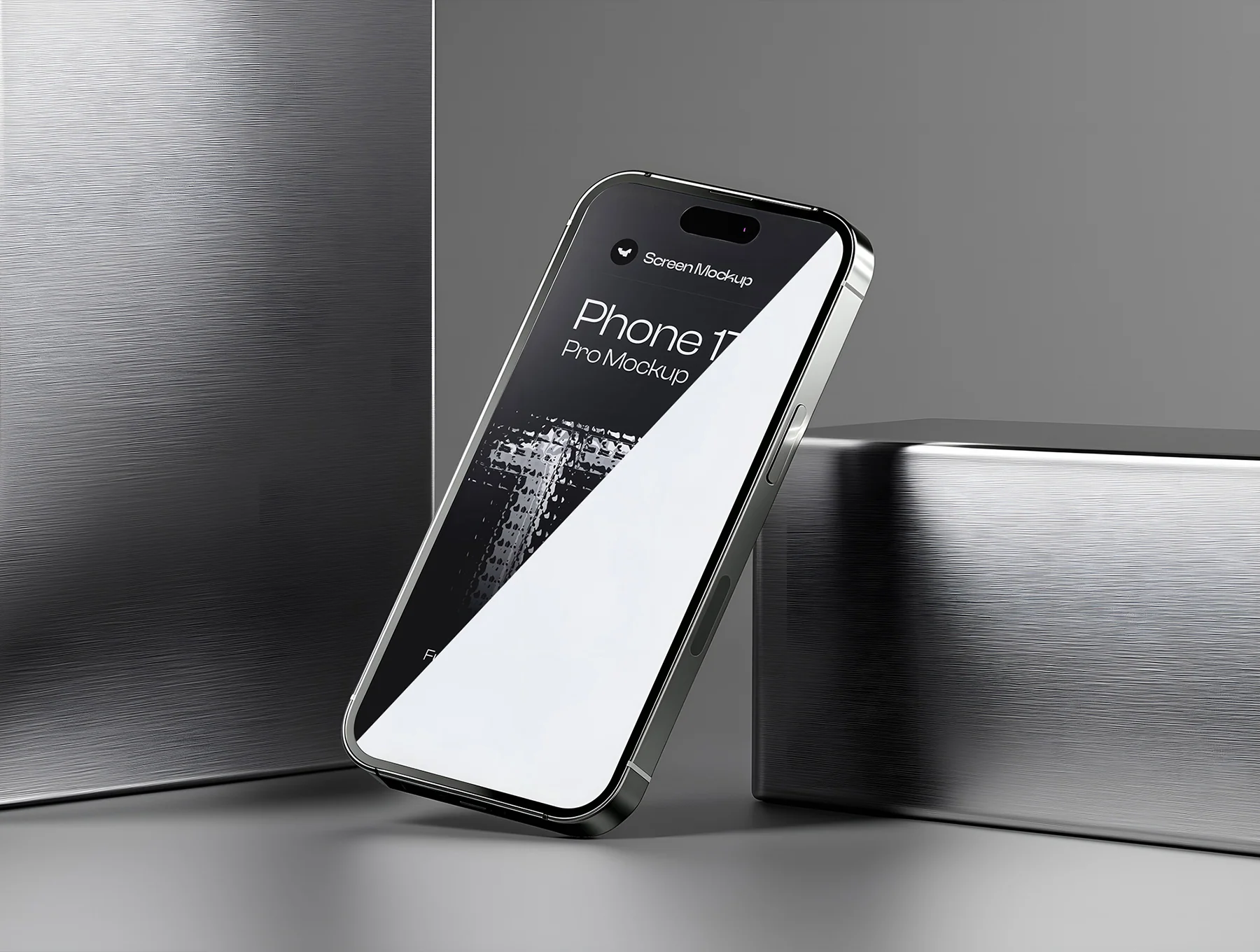 Iphone 17 Pro Screen Mockup Dark Metal Background Set - 03 Scene 3