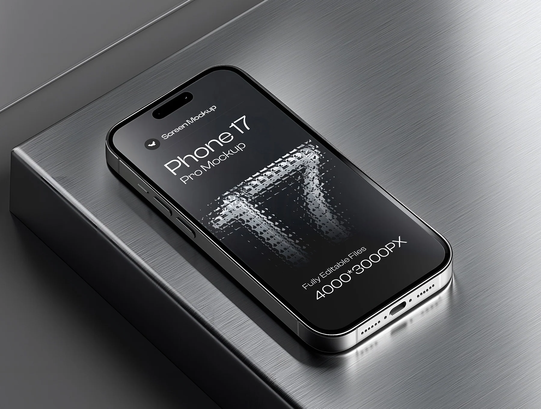 Iphone 17 Pro Screen Mockup Dark Metal Background Set - 03 Scene 5