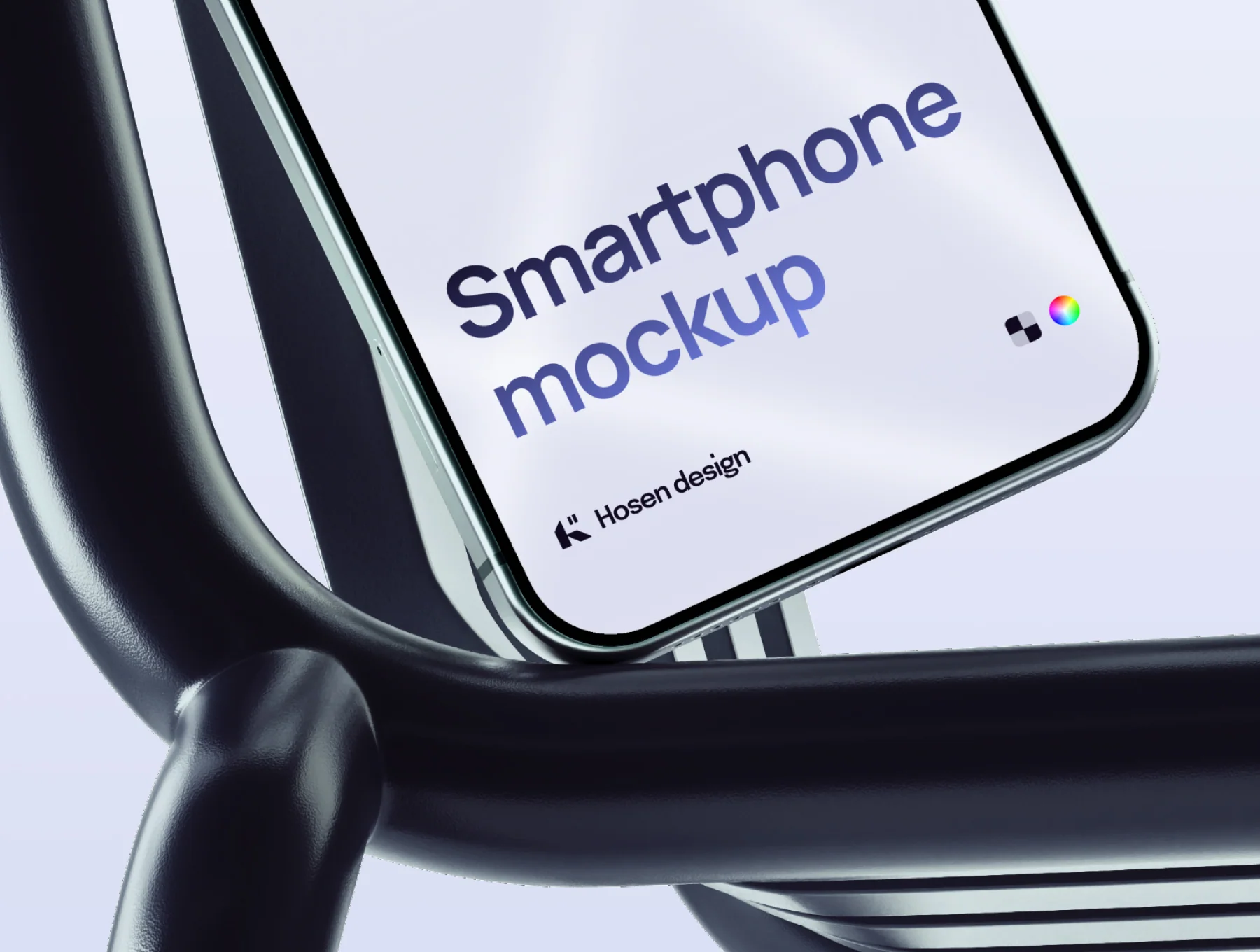Smartphone mockup — Scene with a metal chair 3