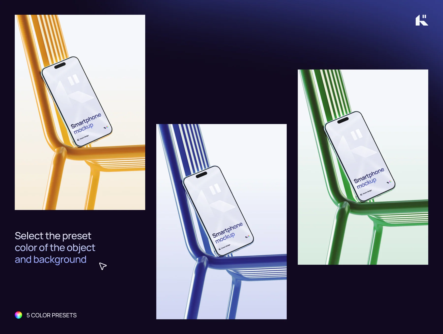 Smartphone mockup — Scene with a metal chair 5