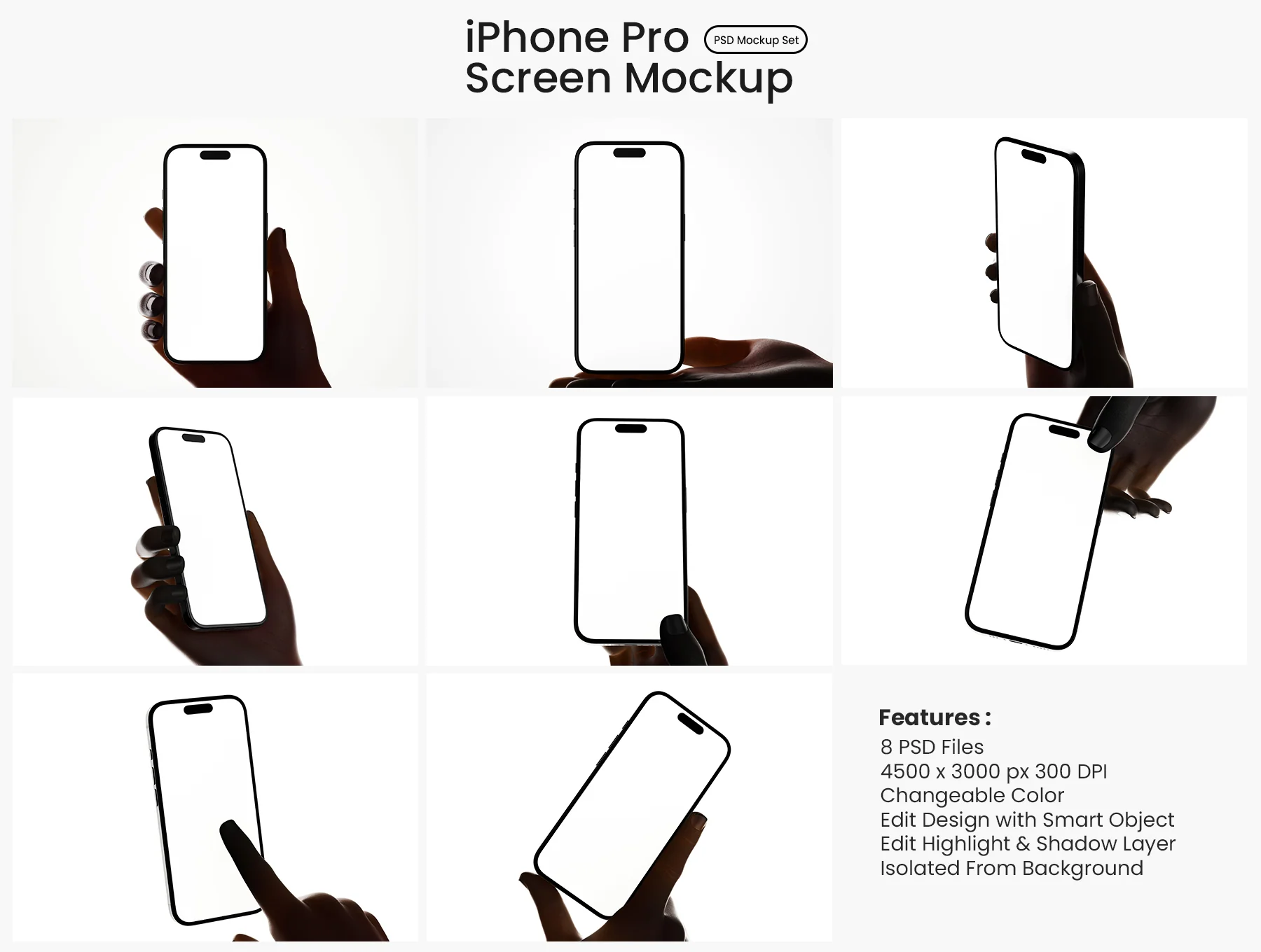 iPhone Pro with Hand Holding Backlight Mockups 2
