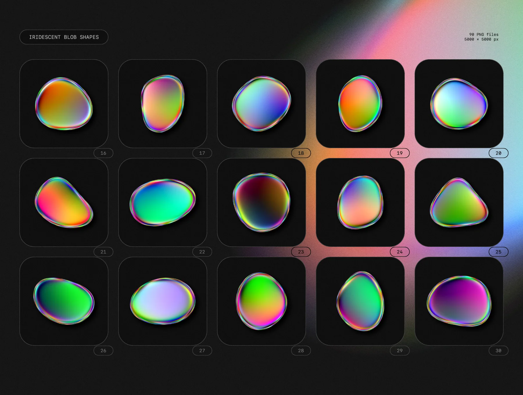 Iridescent blob shapes collection 2