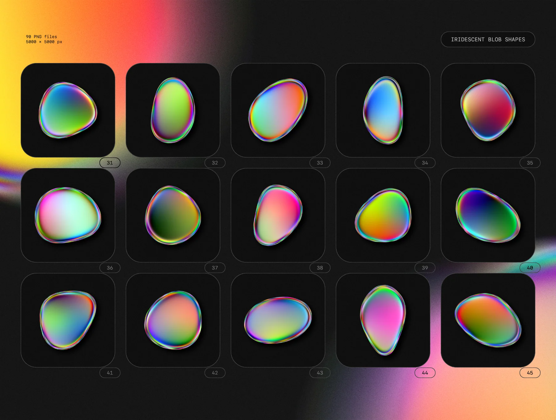 Iridescent blob shapes collection 3