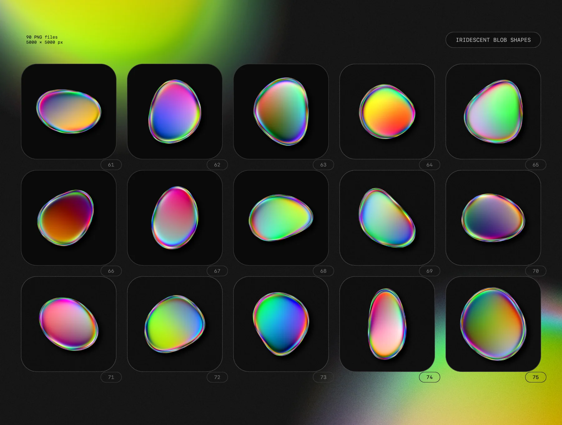 Iridescent blob shapes collection 4