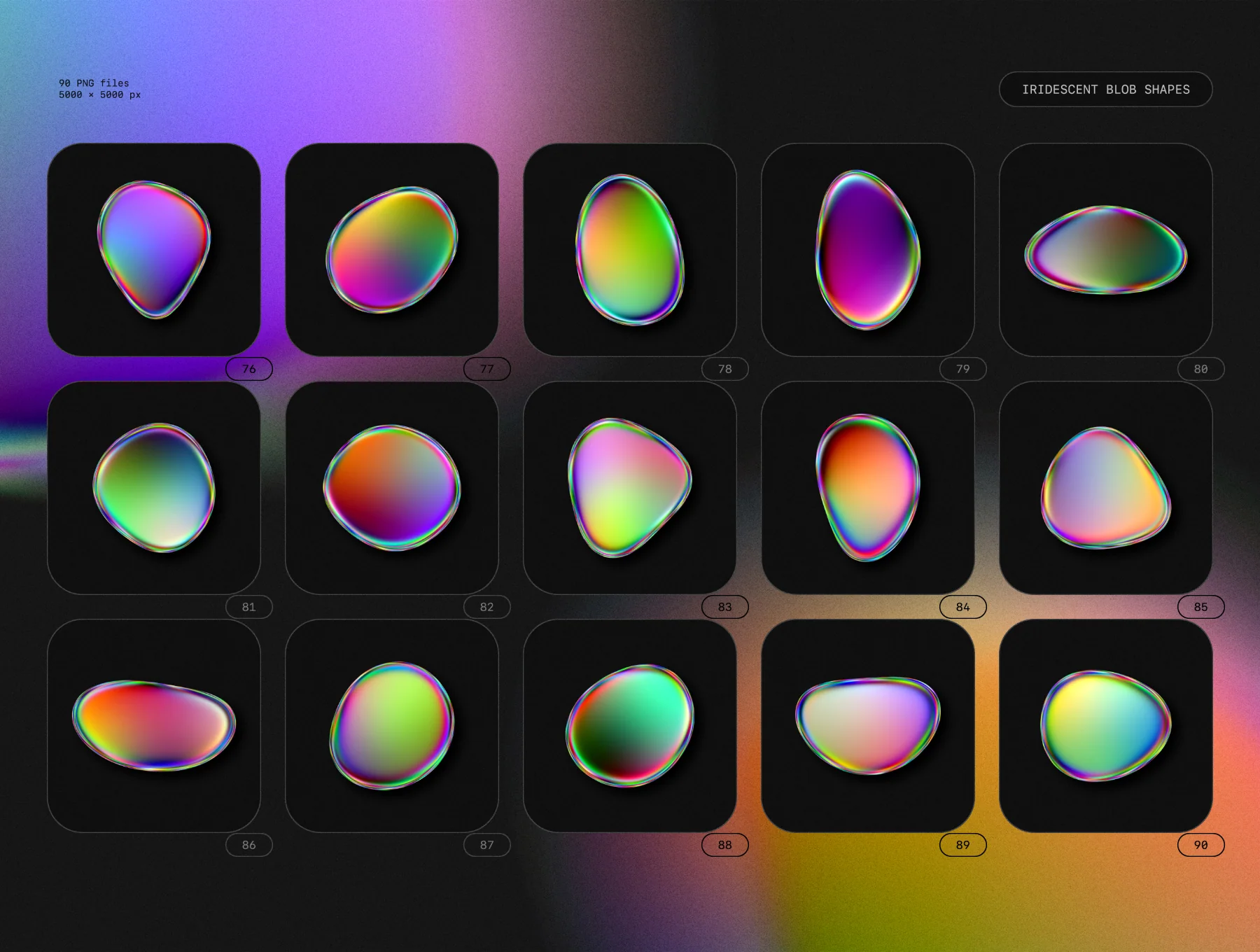 Iridescent blob shapes collection 5