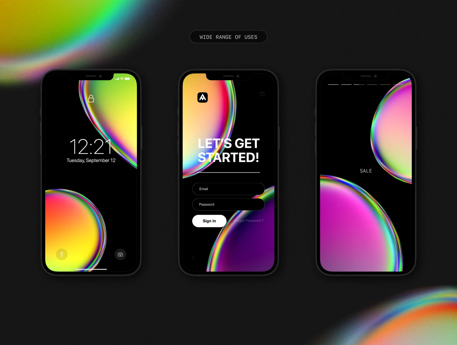 Iridescent blob shapes collection 6