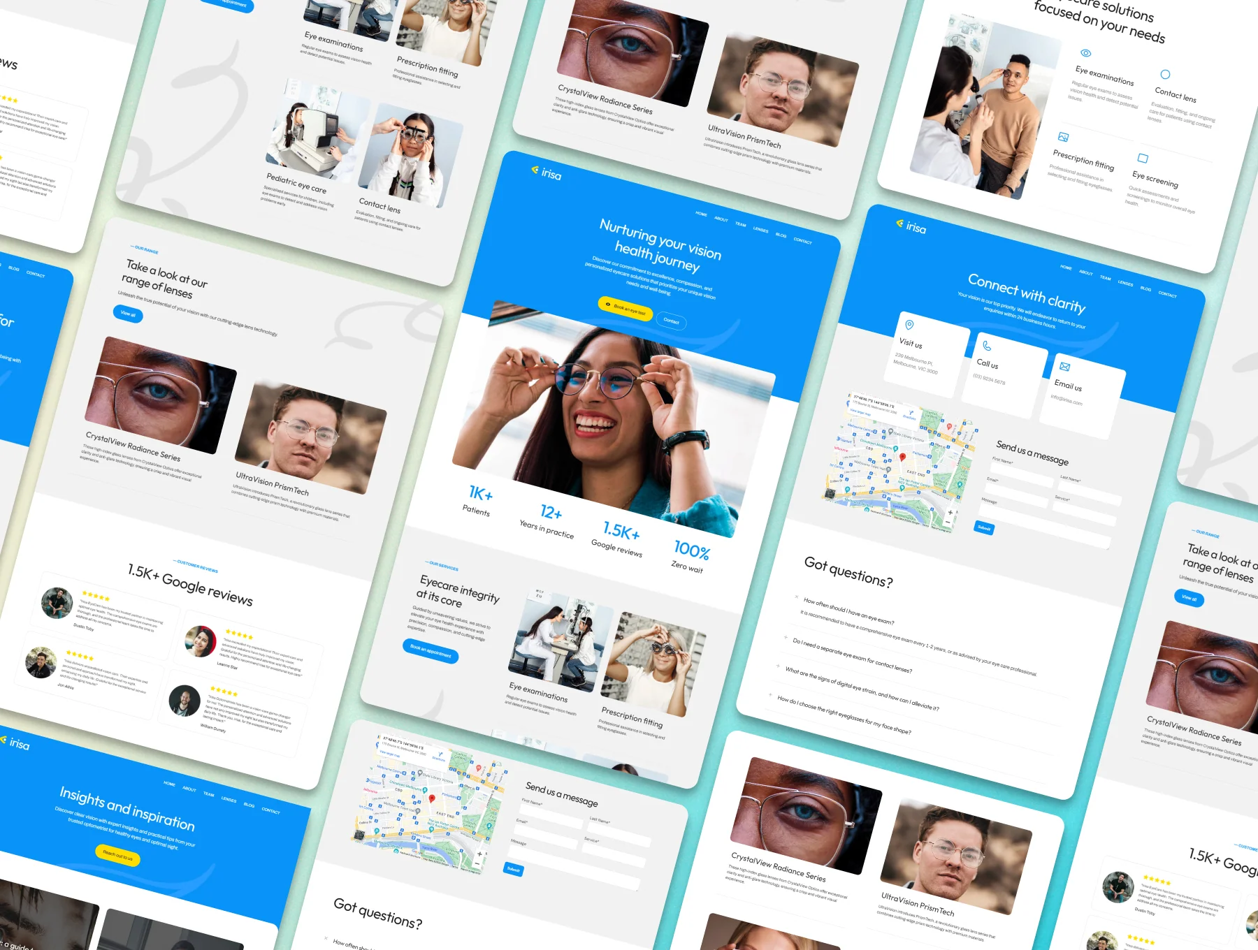 Irisa — Optometrist, Eyecare Practitioners, Healthcare & Medical Professionals Framer Website Template 3