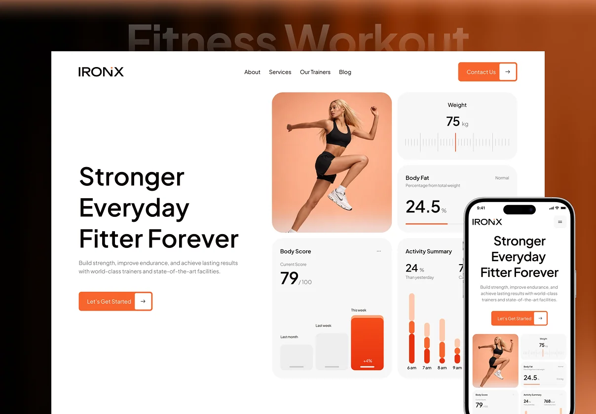 IRONIX - Fitness Workout Website UI Kit