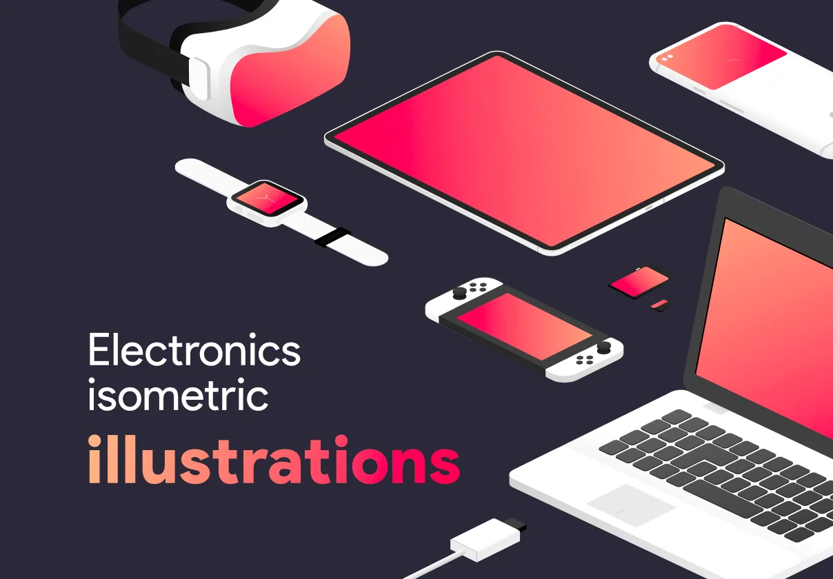 Isometric electronics illustrations