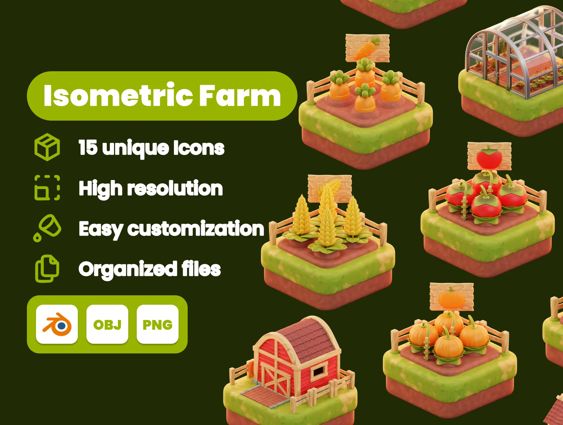Isometric Farm 3D Illustration Pack
