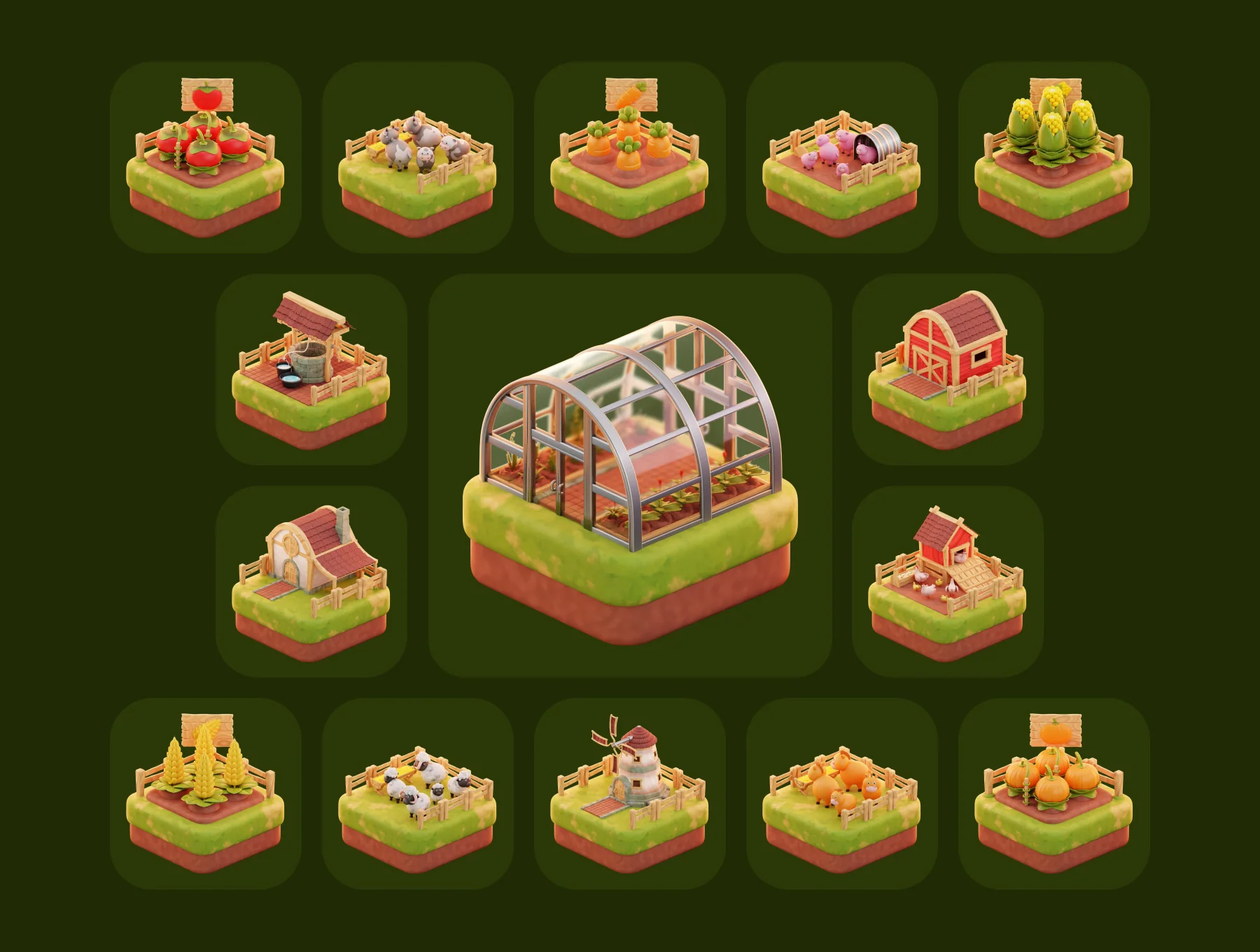 Isometric Farm 3D Illustration Pack 6