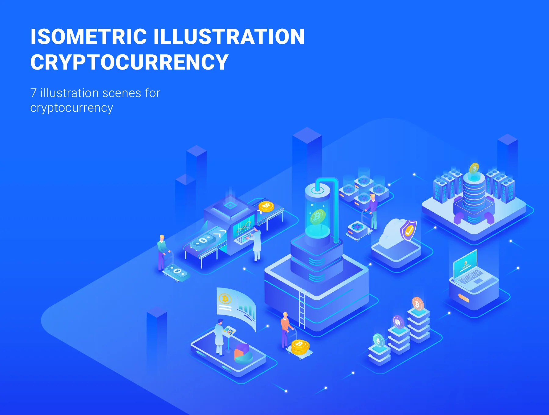 Cryptocurrency Isometric Illustration - Part 1