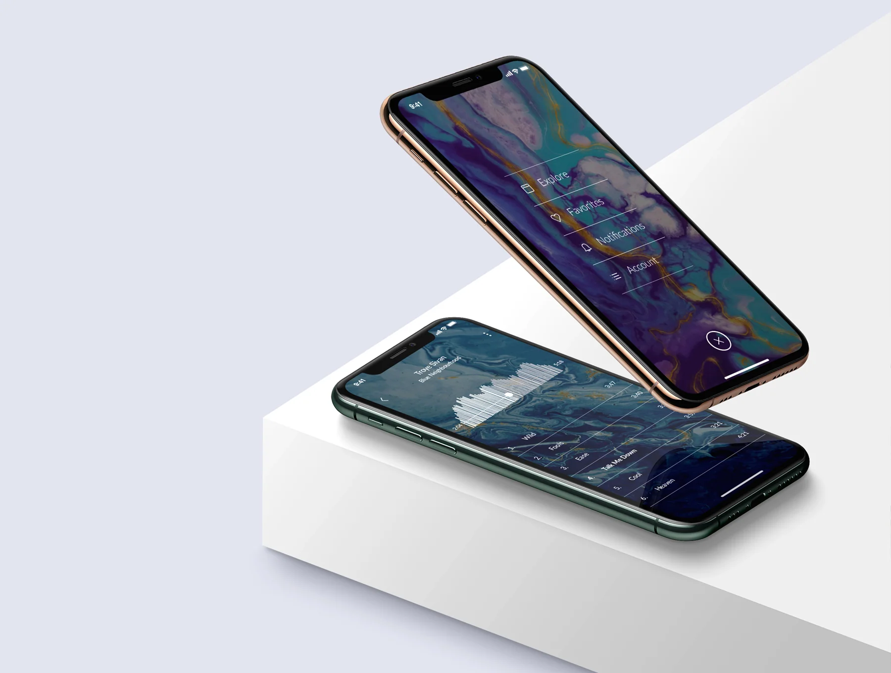 Isometric iPhone 11 pro scene mockup 2