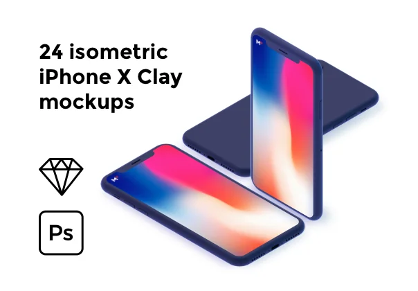 24 Isometric iPhone X Clay