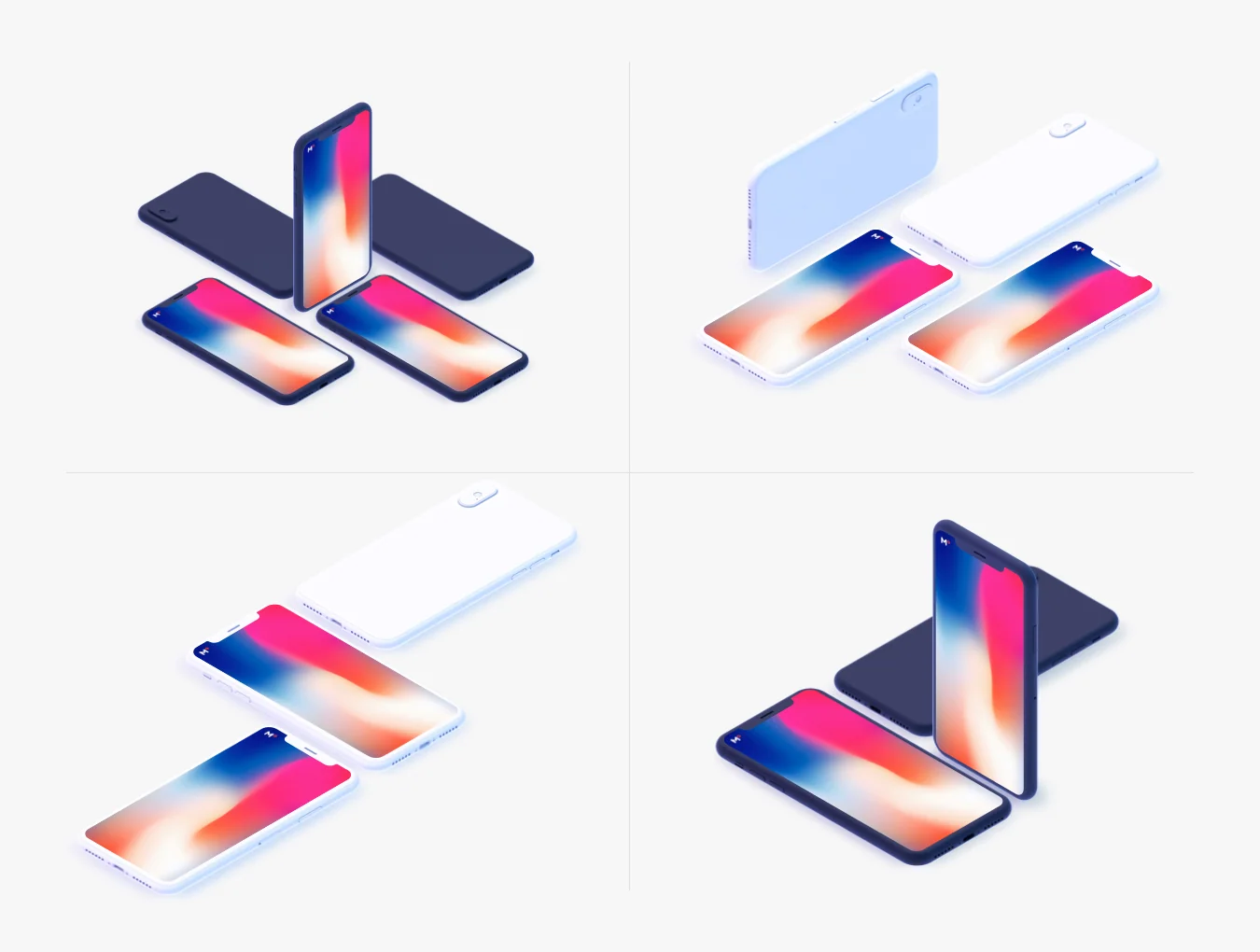 24 Isometric iPhone X Clay 4