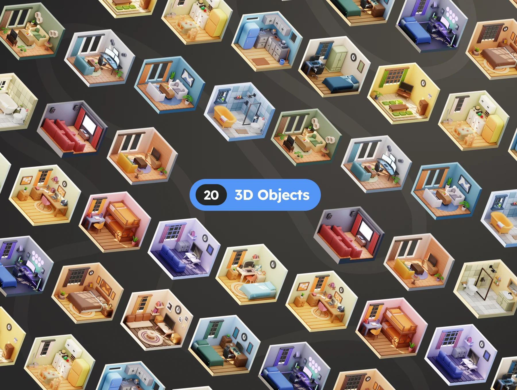Isometric Room 3D Illustrations 5