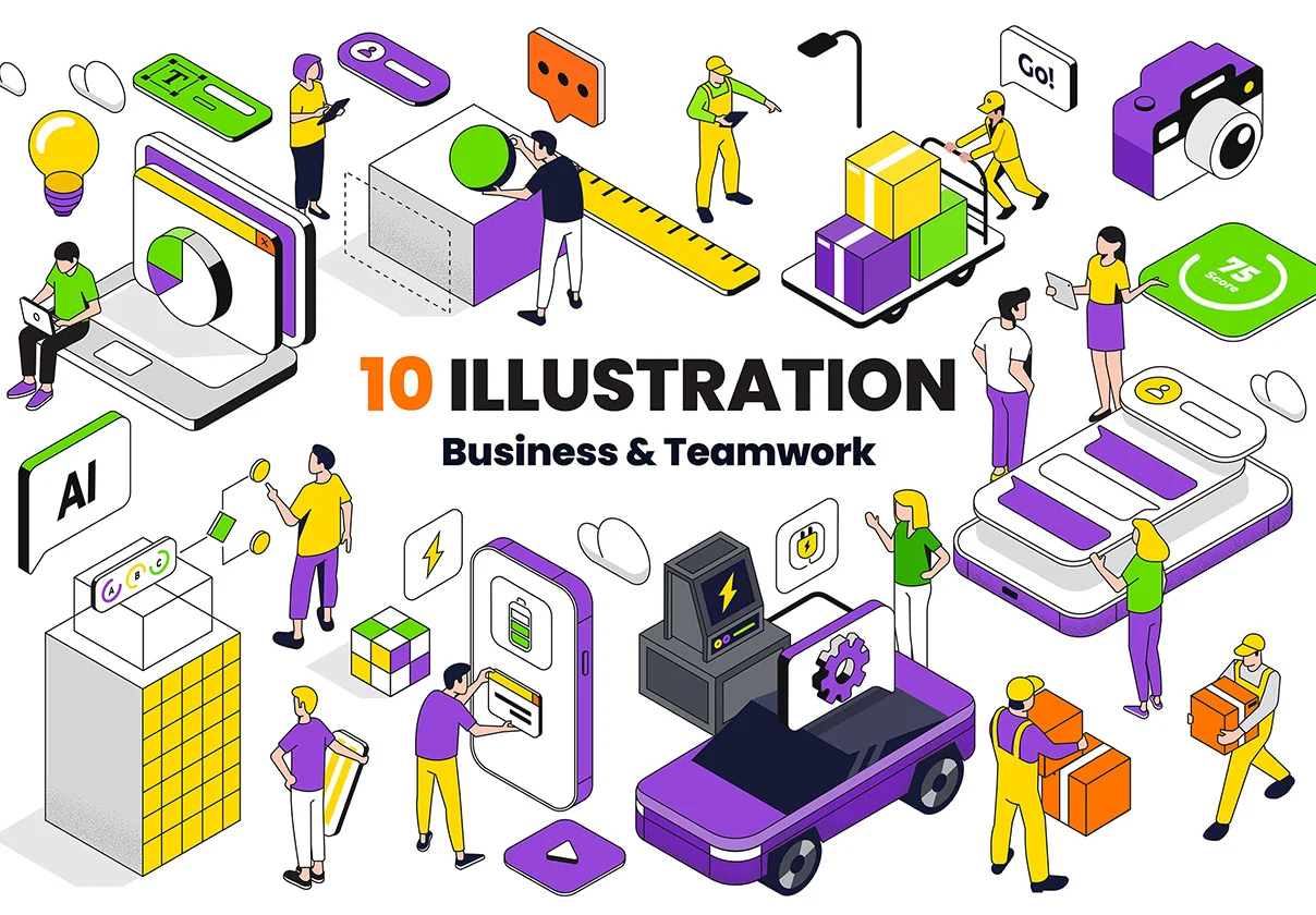 Isometric Ui Illustration kit