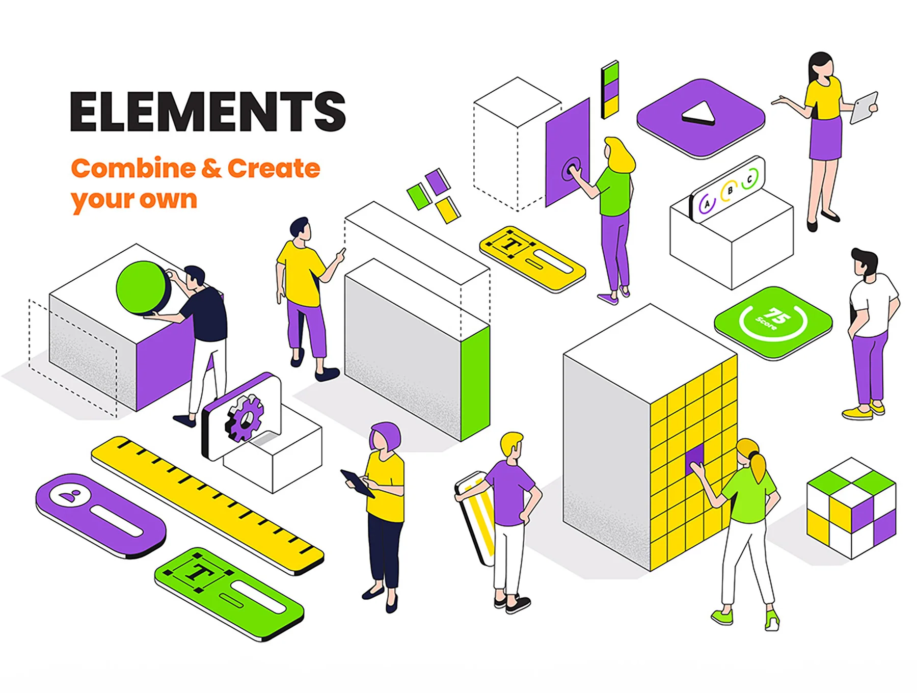 Isometric Ui Illustration kit 2