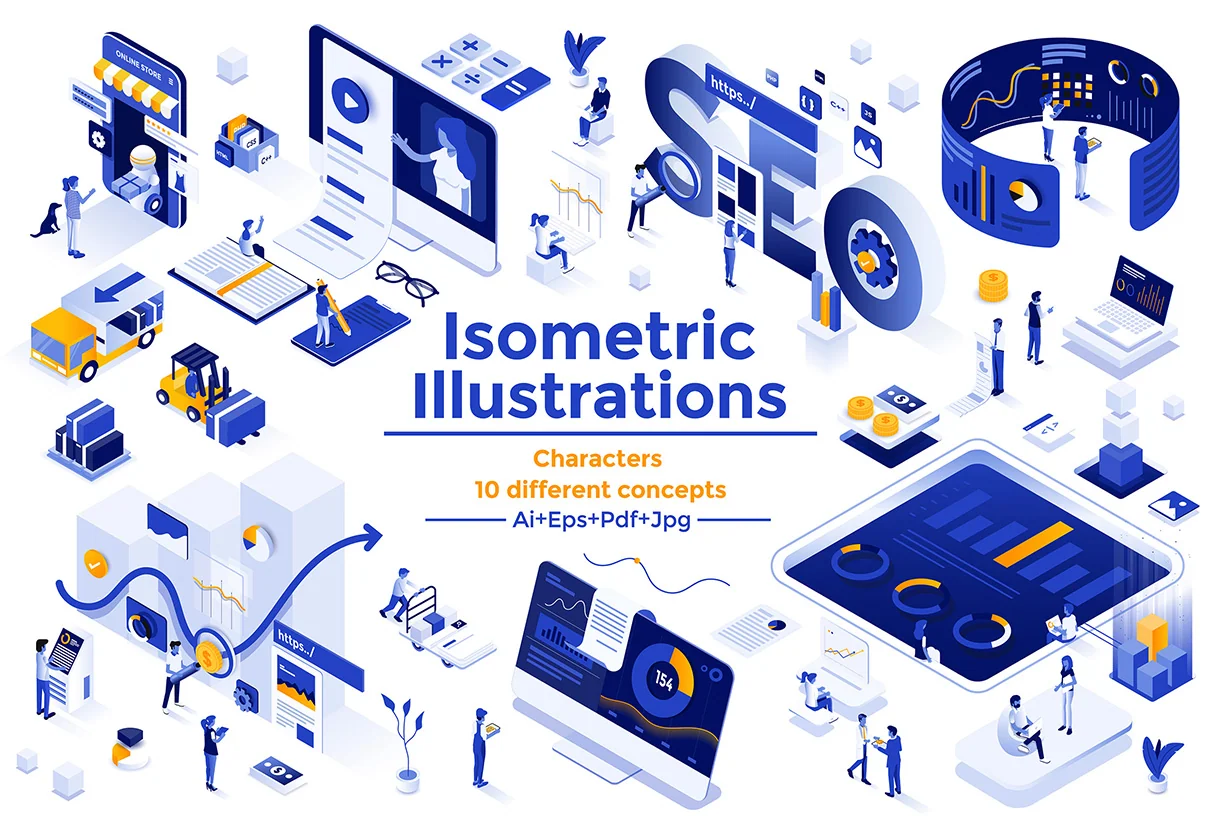 Isometric Ui illustrations