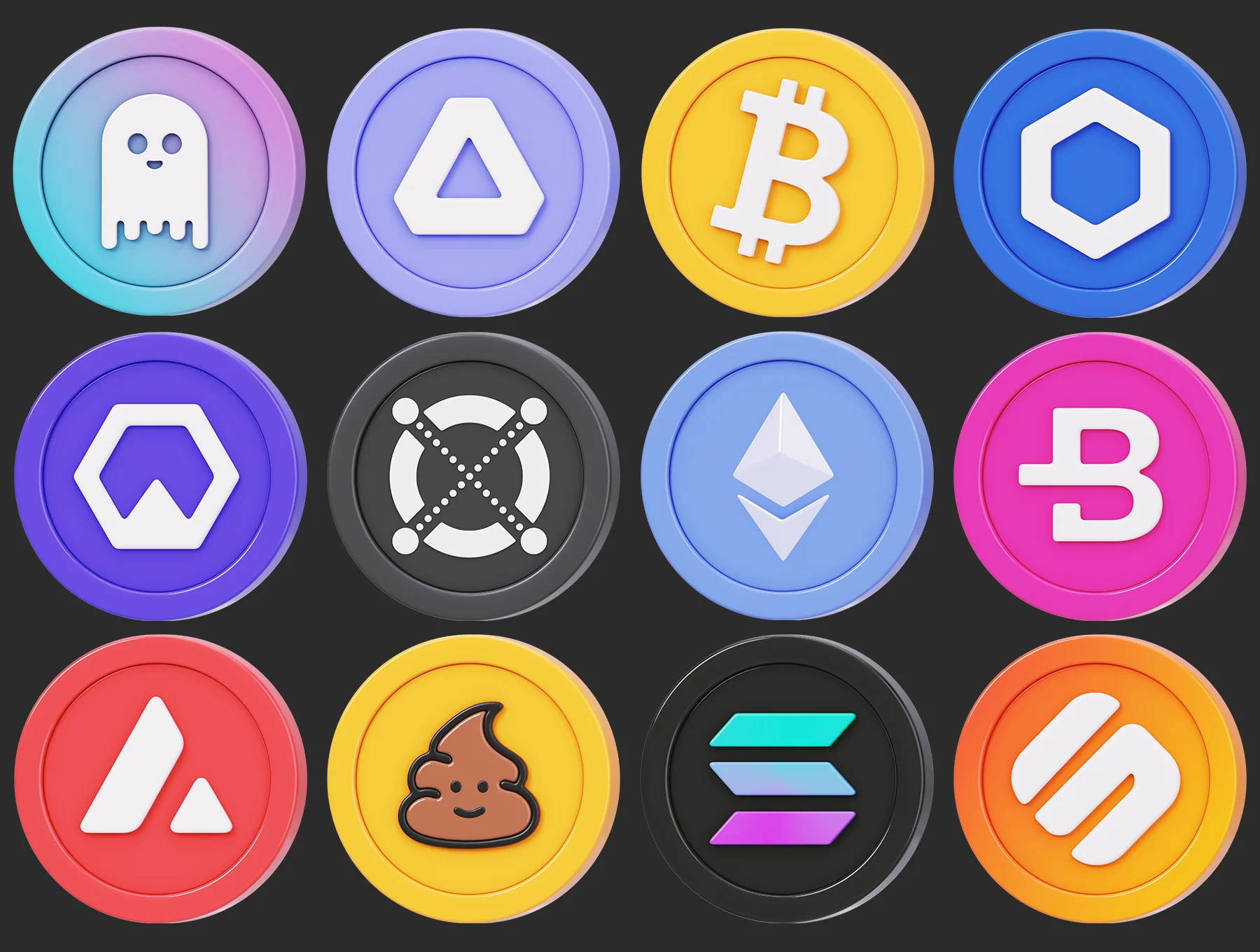 Crypto Coins 3D Icon Pack 5