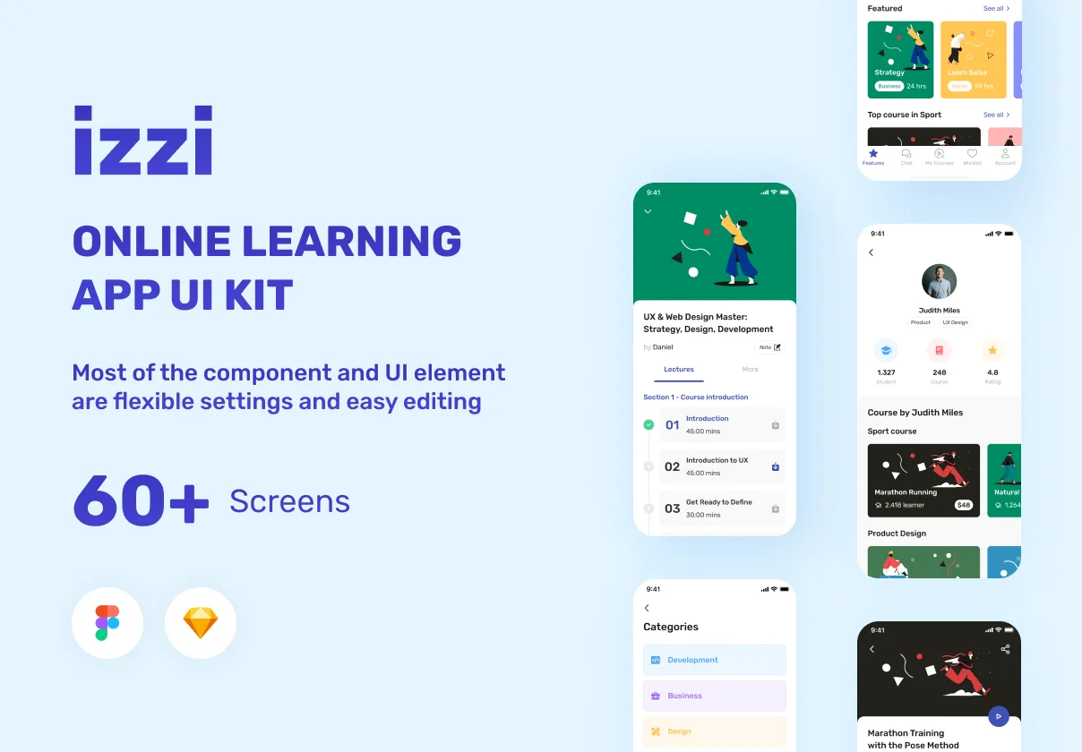 izzi - Online Learning App UI Kit