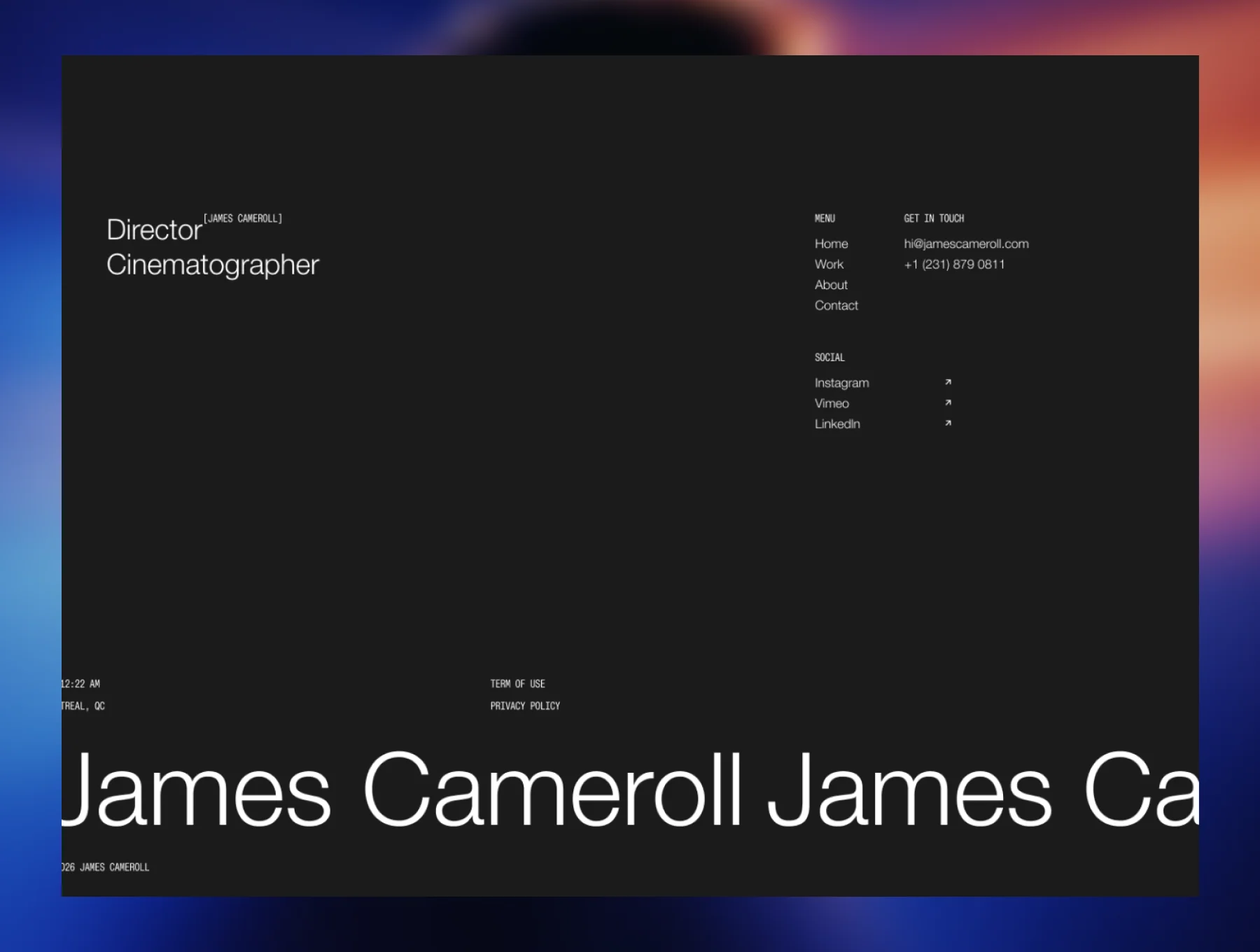 James Cameroll - Cinematography Portfolio 4