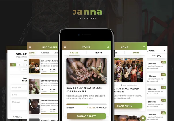Janna Charity Mobile UI Kit