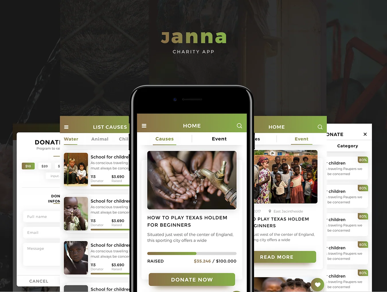 Janna Charity Mobile UI Kit