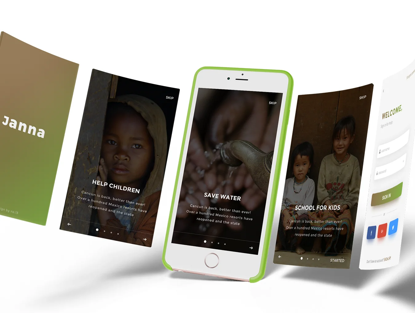 Janna Charity Mobile UI Kit 3