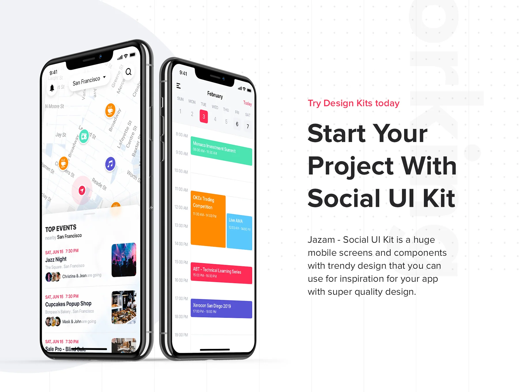 Jazam - Social mobile app UI Kit 3