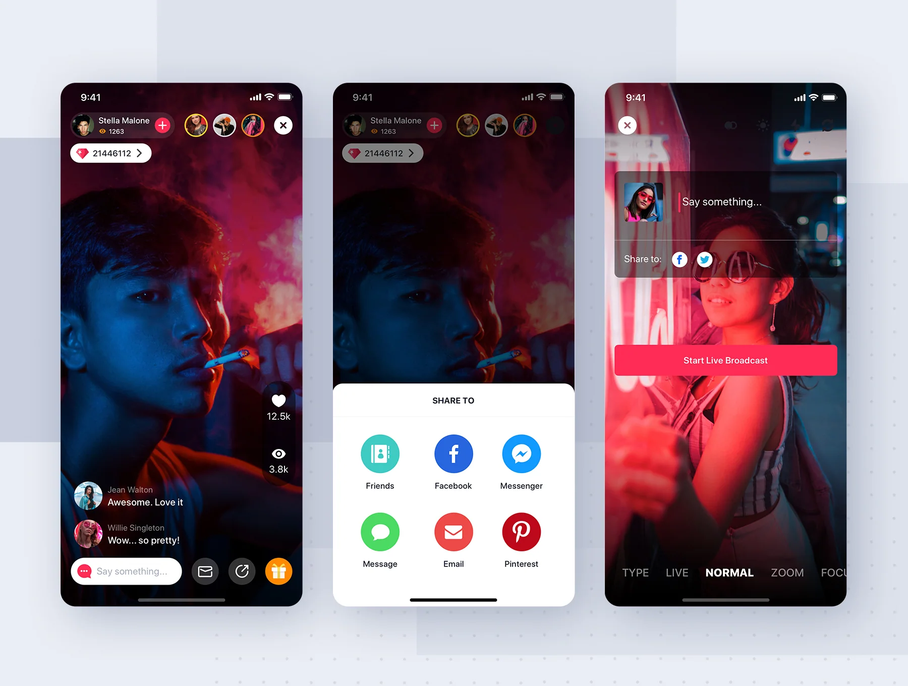 Jazam - Social mobile app UI Kit 7