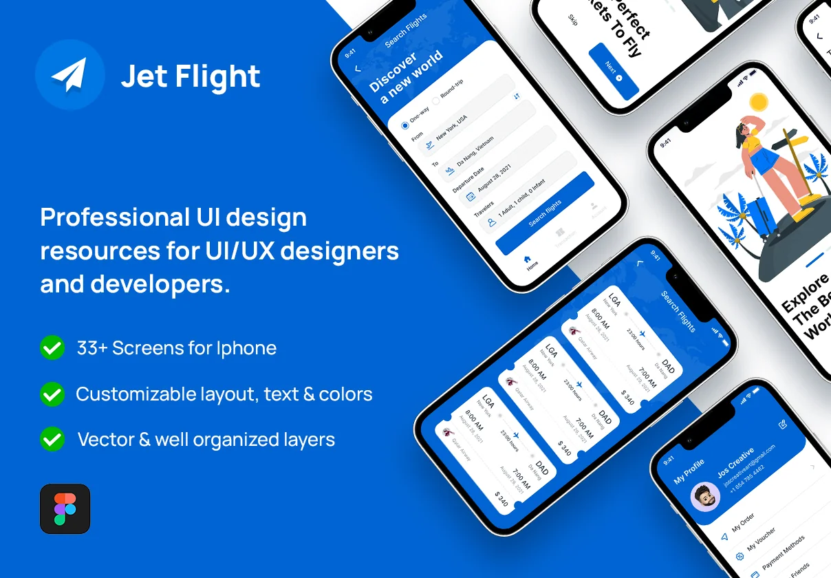 Jet Flight Booking App UI Kit