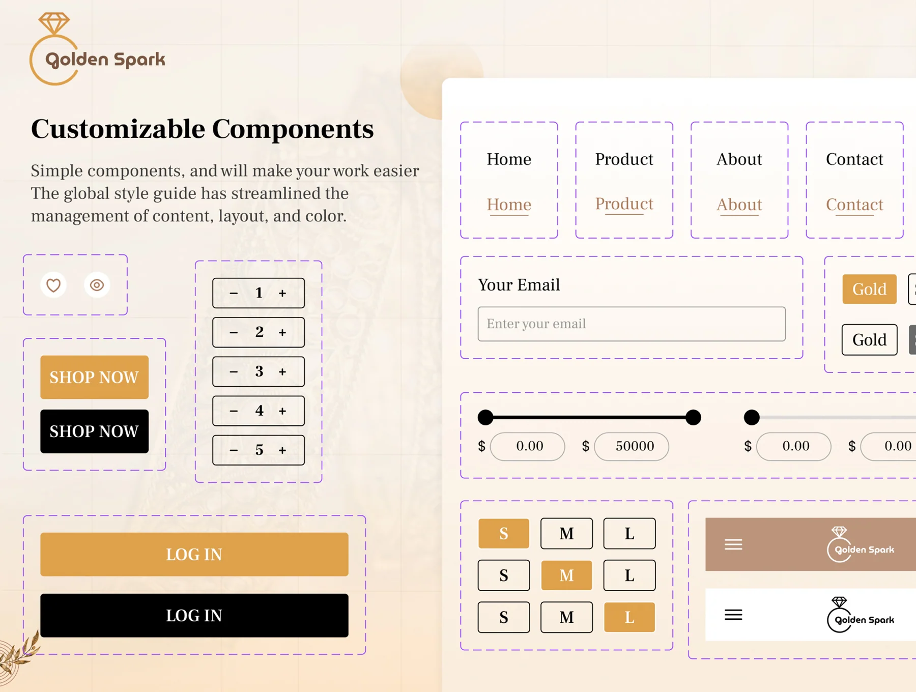 Jewellery Golden Spark UI Kit 2