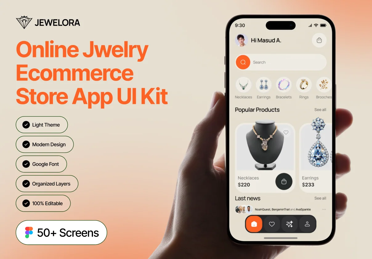 Jewelora - Online Jwelry E-commerce Store App UI Kit