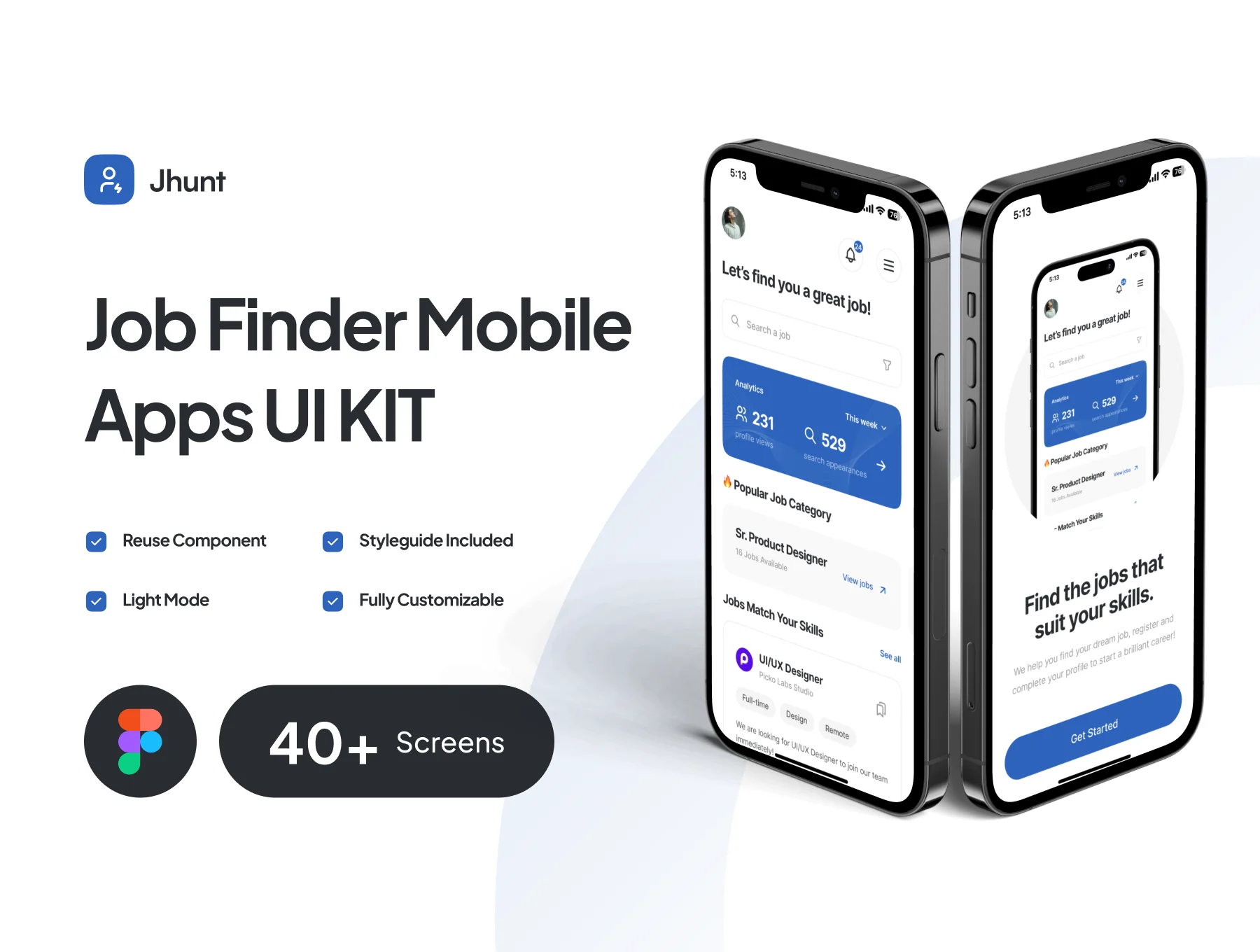 Jhunt - Job Finder Mobile App UI Kit