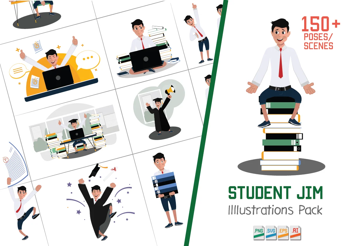 Student Jim Illustrations Pack
