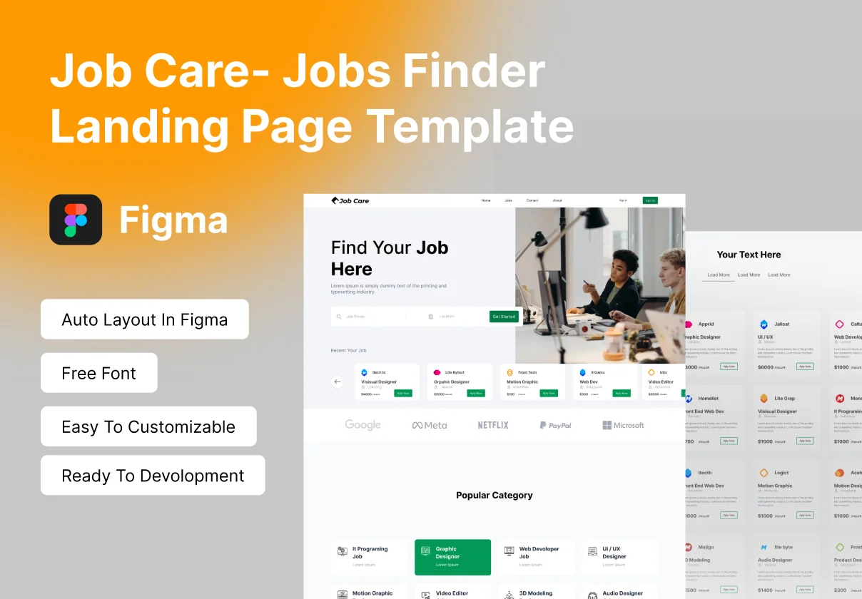 Job Care - Jobs Finder Website UI Kit