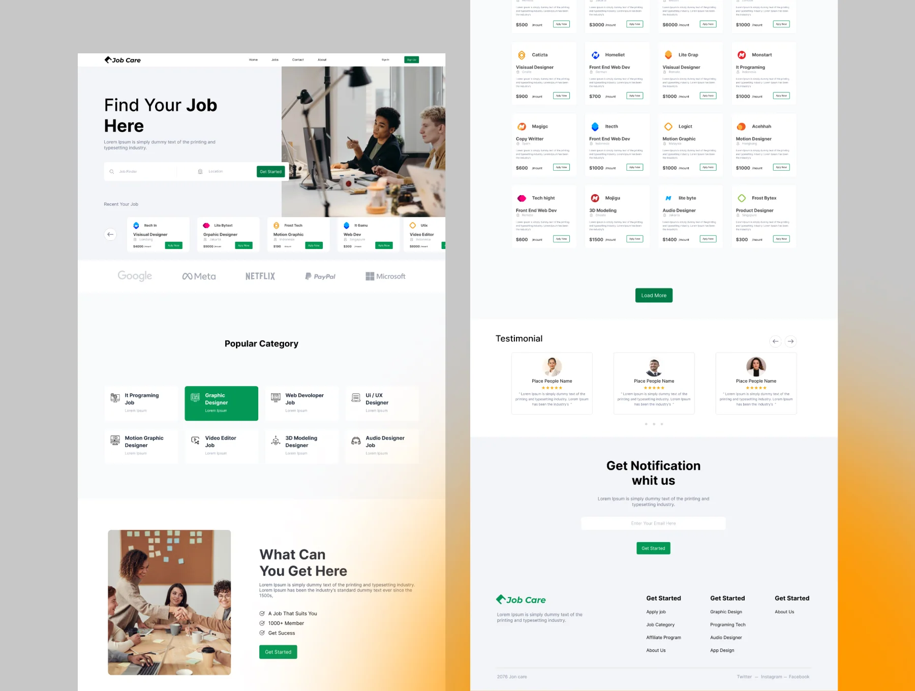 Job Care - Jobs Finder Website UI Kit 2