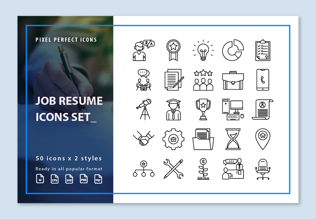 100 Job Resume Icons Set