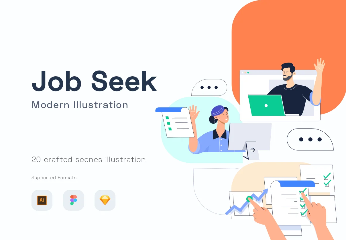Job Seek Modern Illustrations