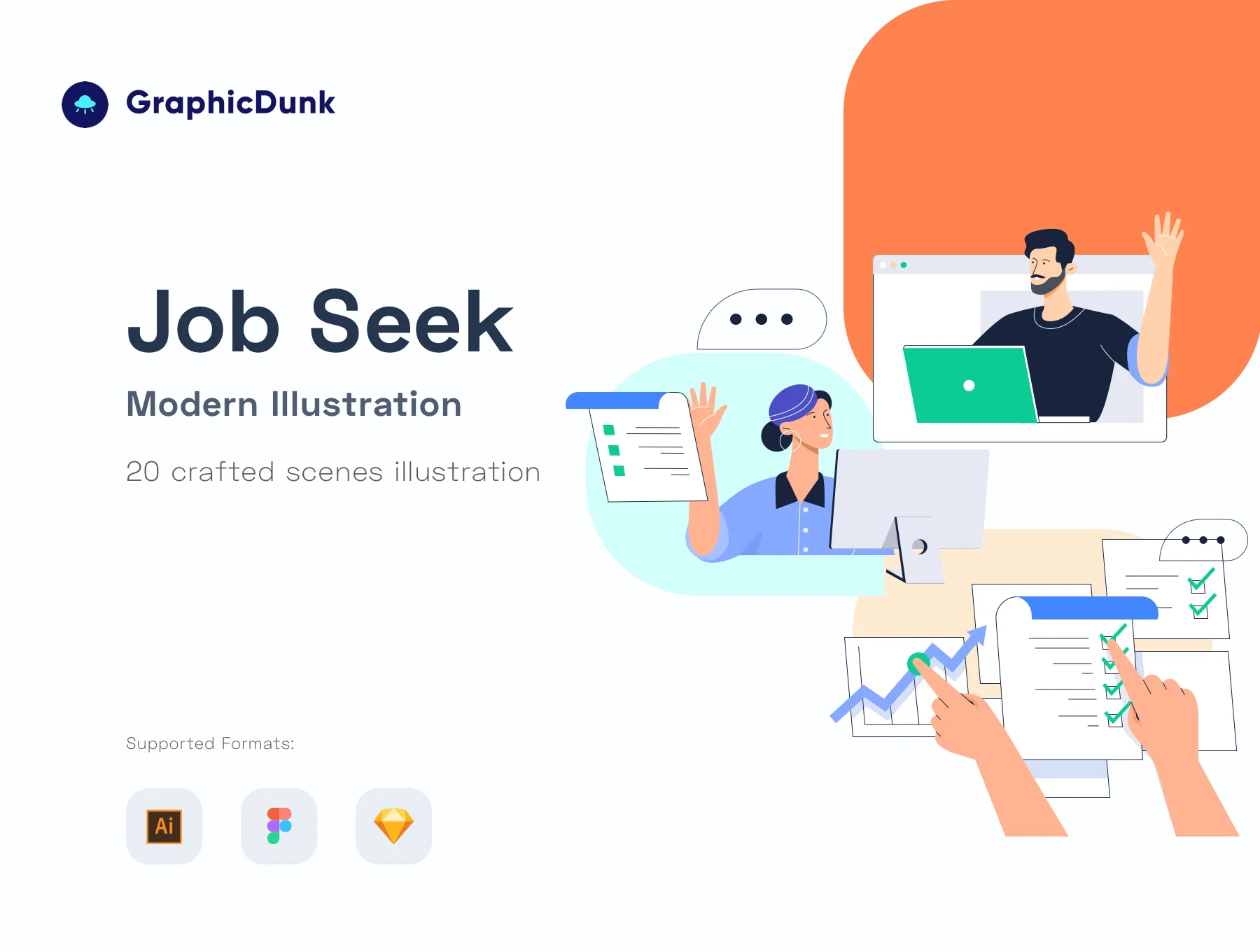 Job Seek Modern Illustrations